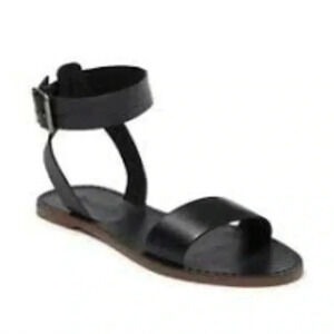 Madewell The Boardwalk Leather Ankle-Strap Black Sandal SZ 6.5